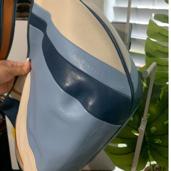 RARE Vintage COACH Distressed Striped Color Block Hobo Shoulder Bag w/ Wristlet - Picture 2 of 16